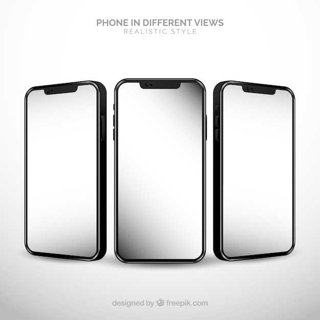 Free vector smartphone with different views in realistic style
