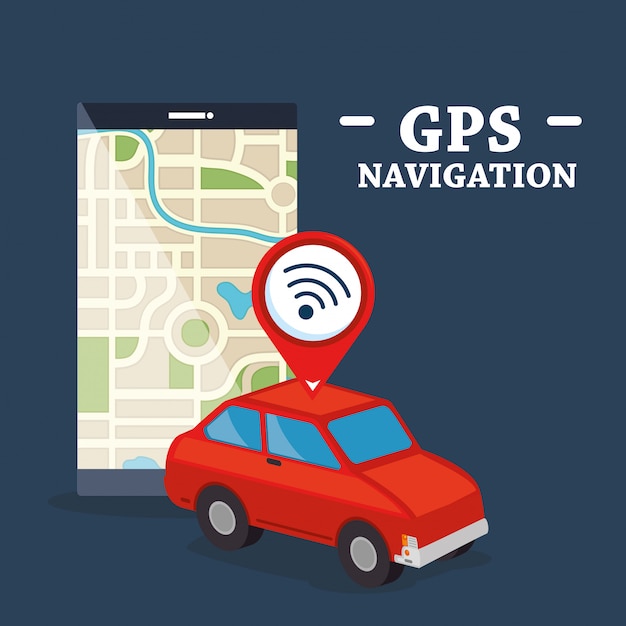 Free Vector smartphone with gps navigation app