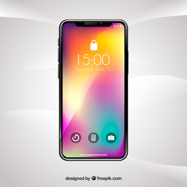 Free vector smartphone with gradient wallpaper