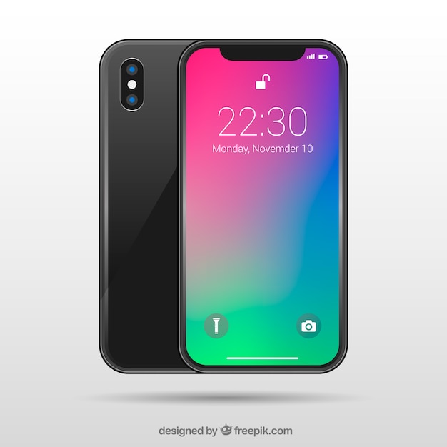 smartphone with gradient wallpaper