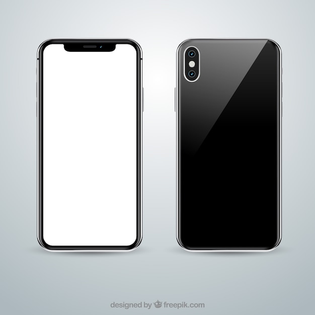 Free vector smartphone with white screen in realistic style