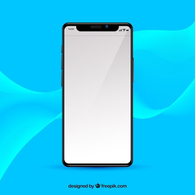 Smartphone with white screen in realistic style