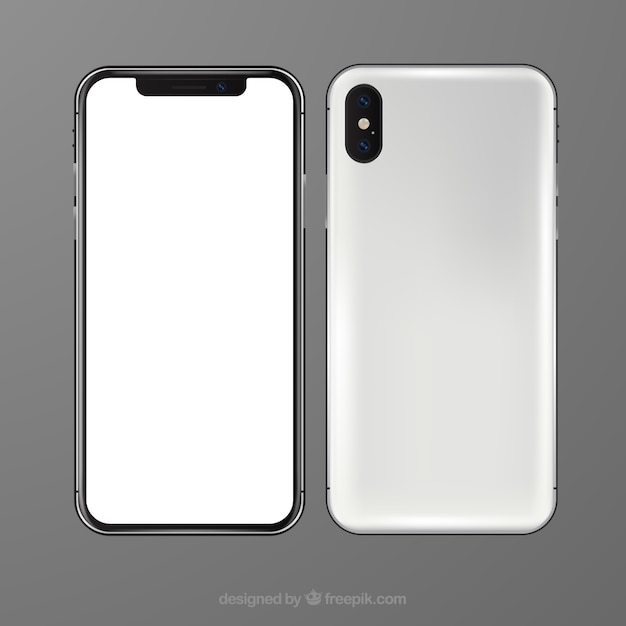 smartphone with white screen in realistic style