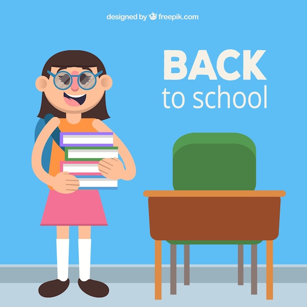 Free Vector smiley girl with books and glasses