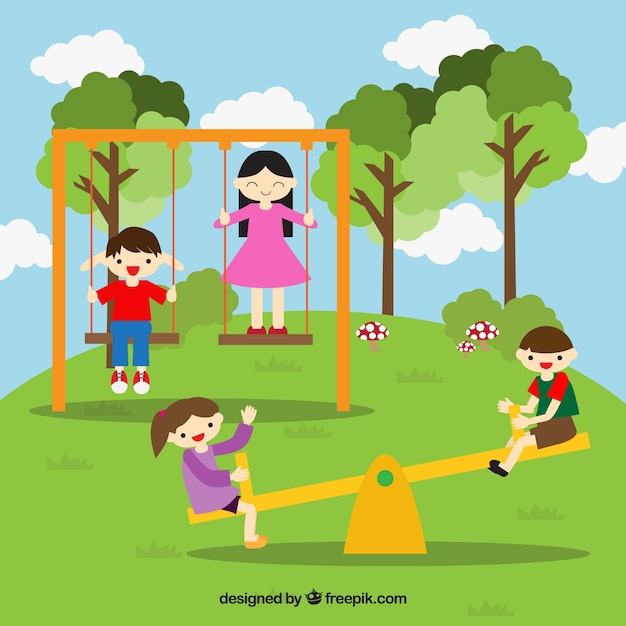 Free Vector smiling friends having fun in the park