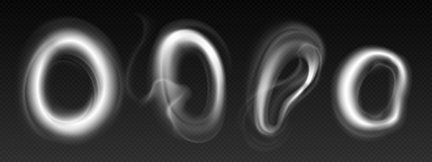 Free Vector smoke cloud ring on dark transparent background