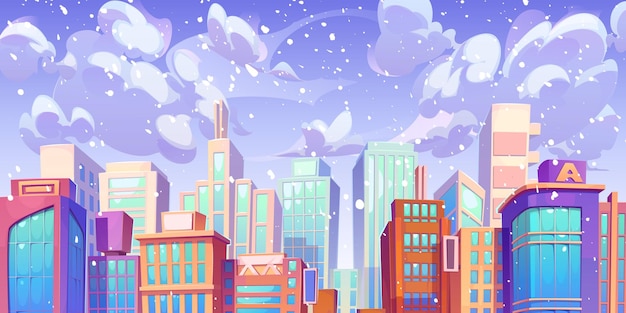 Free vector snowfall in modern city