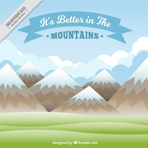 Free Vector snowy mountains background with message