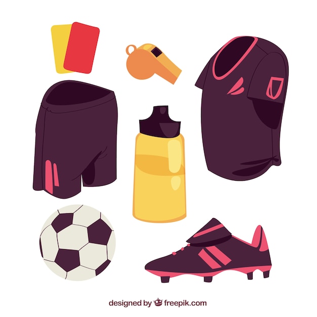 Free Vector soccer elements collection with equipment 