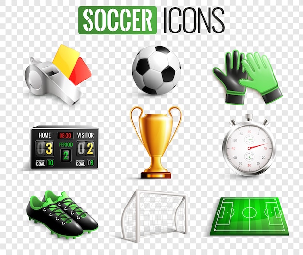 Soccer Icons Transparent Set