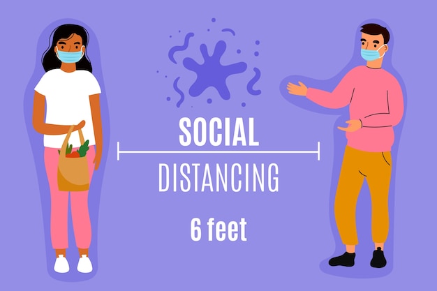 Free vector social distancing illustration design