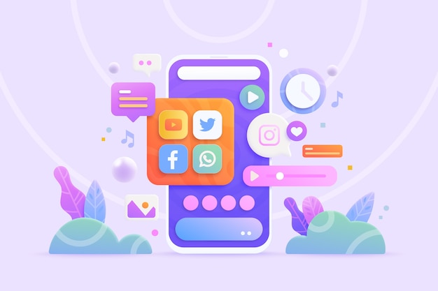 Free vector social media 3d concept background