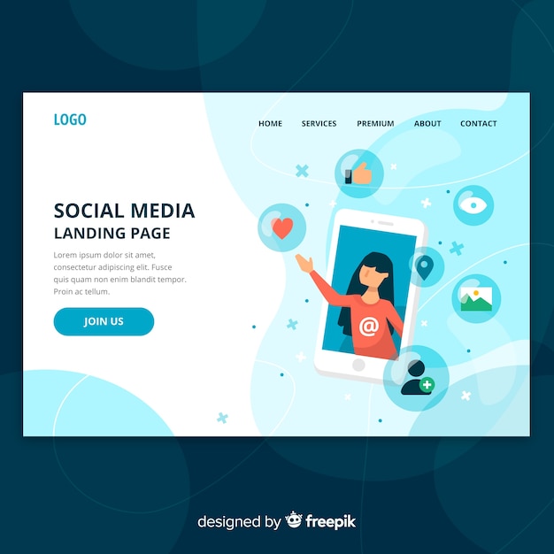 Free Vector social media anding page