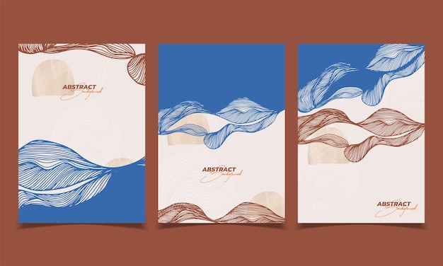 Free Vector social media banners a beautiful lineart set of social media post templates with minimal abstract organic shapes can be used also card cover vector illustration