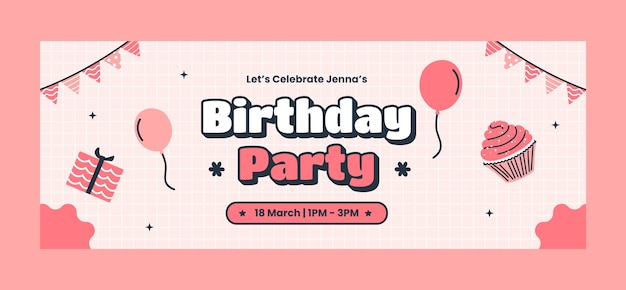 Free Vector social media cover template for birthday party celebration