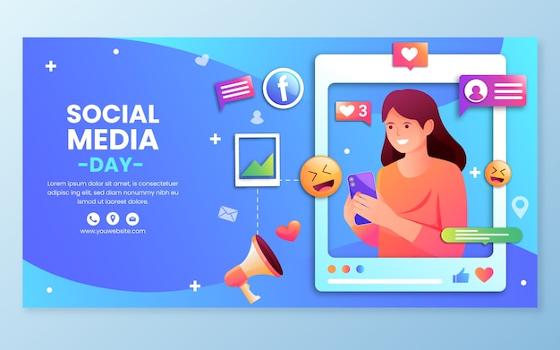 Free Vector social media day facebook post