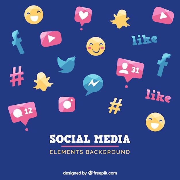 Free Vector social media elements background in flat style