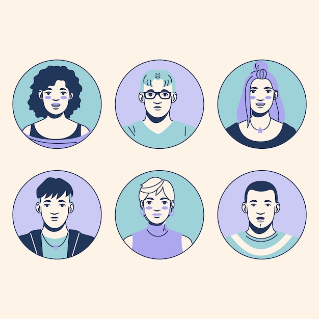 Social media hand drawn avatar illustration