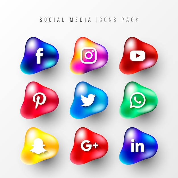 Free Vector social media icons packs with fluid shapes