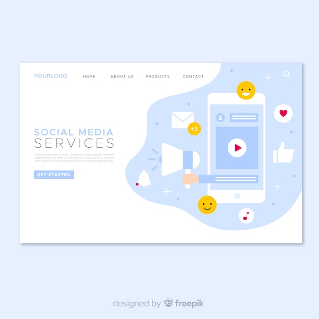 Free vector social media landing page