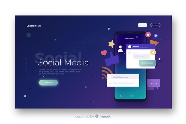 Free Vector social media landing page