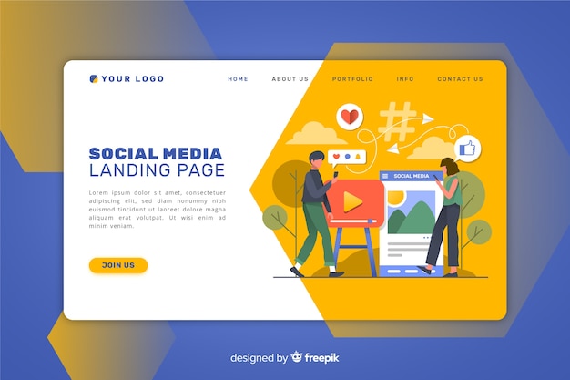 Free Vector social media landing page