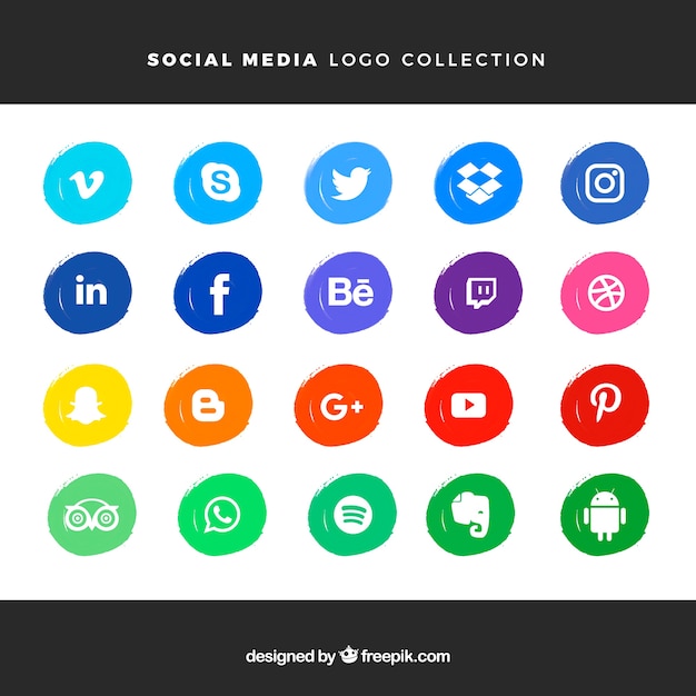 Free Vector social media logos collection in watercolor style