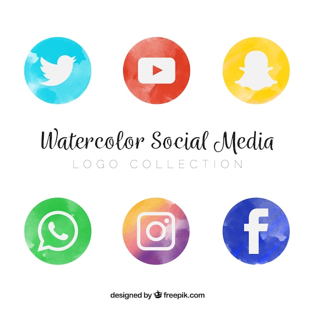 Free Vector social media logos collection in watercolor style