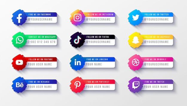 Free Vector social media logos lower third banner template