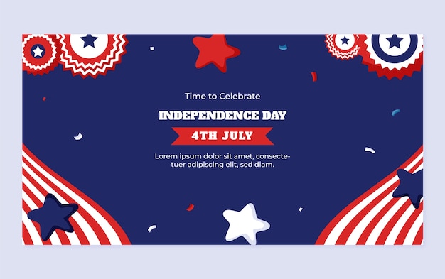 Free Vector social media post template for american 4th of july celebration