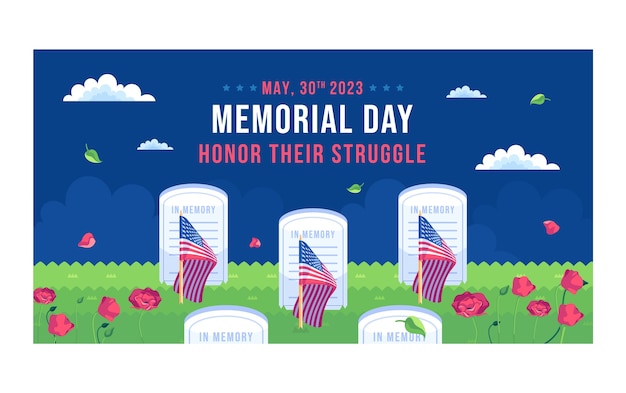 Free Vector social media promo template for usa memorial day celebration