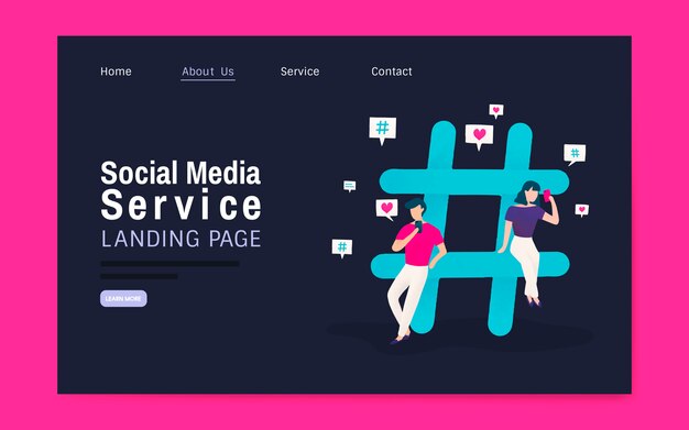 Social media service landing page layout vector