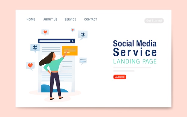 Free Vector social media service landing page layout vector