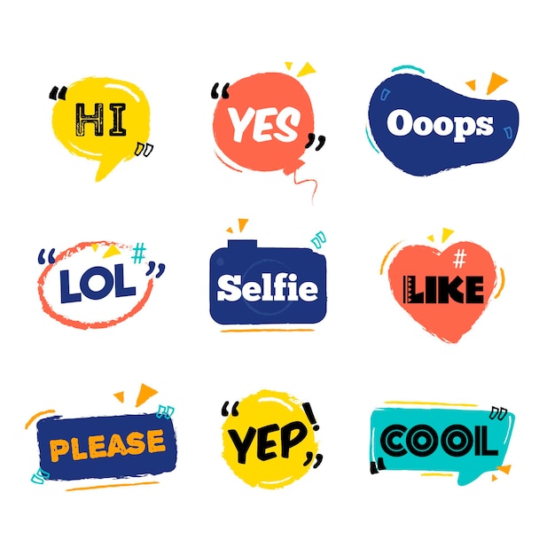 Free vector social media slang bubbles