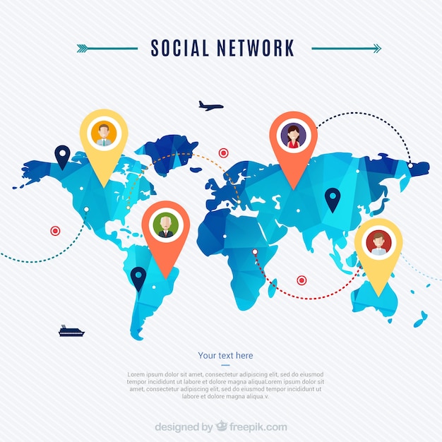 Free Vector social network map