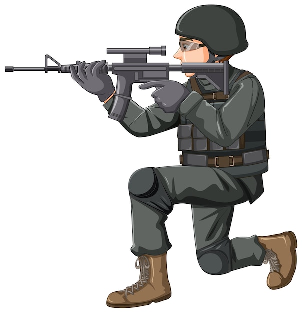 Free Vector soldier in uniform cartoon character