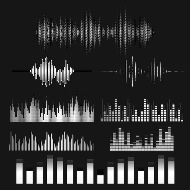 Free Vector sound wave equalizer vector design set