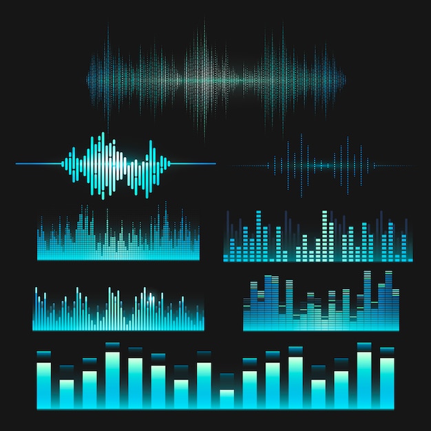 Free Vector sound wave equalizer vector design set