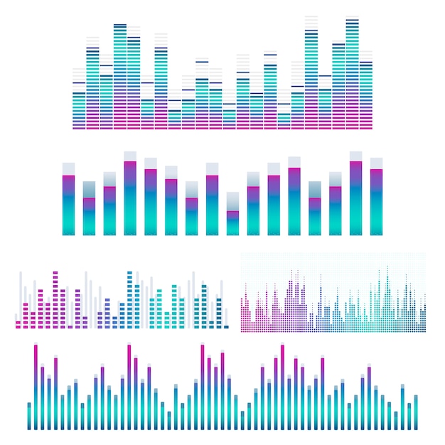 Free Vector sound wave equalizer vector design set