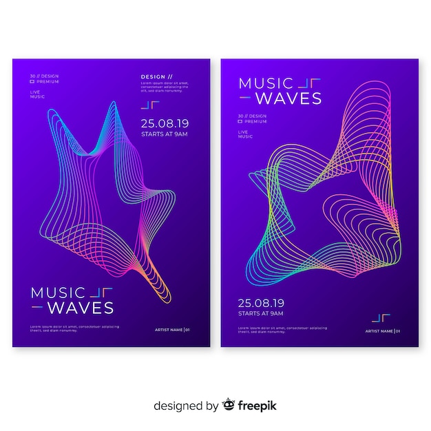 Free Vector sound wave music poster template