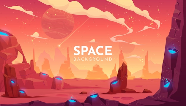 Free vector space illustration, empty alien fantasy landscape