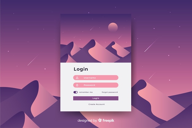 Free Vector space login landing page template