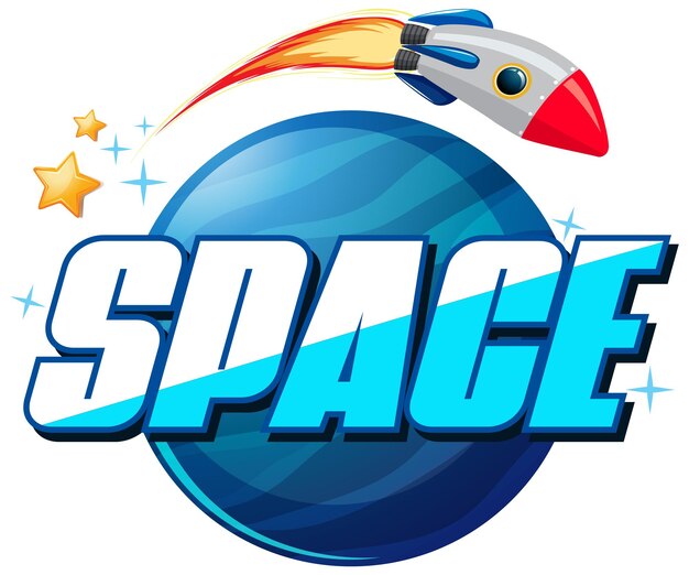 Free Vector space word logo design with spaceship