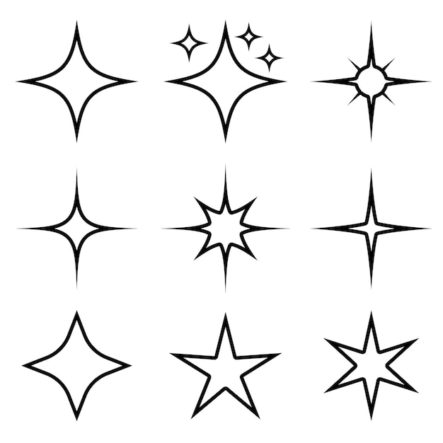 Free vector sparkle stars set outline style