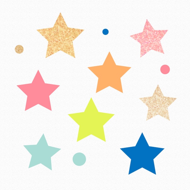 Free Vector sparkly star collage element, cute birthday celebration clipart vector set