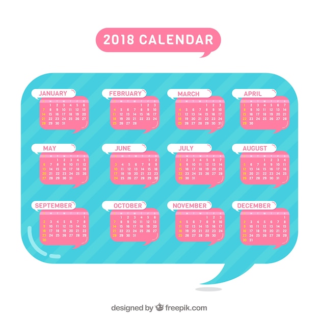 Free Vector speech bubble with 2018 calendar