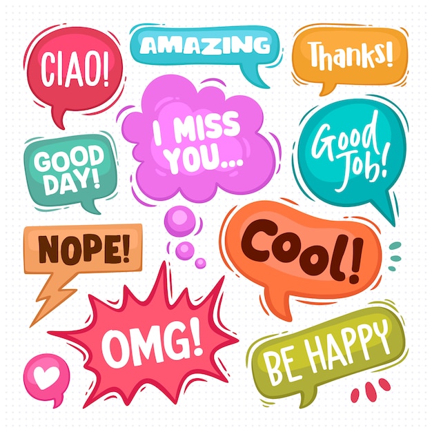 Free Vector speech bubbles hand drawn coloring  