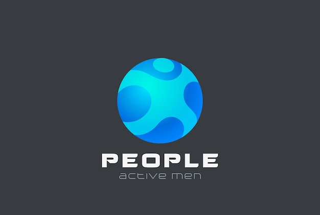 Free Vector sphere man digital people generation logo design. web internet circle emblem