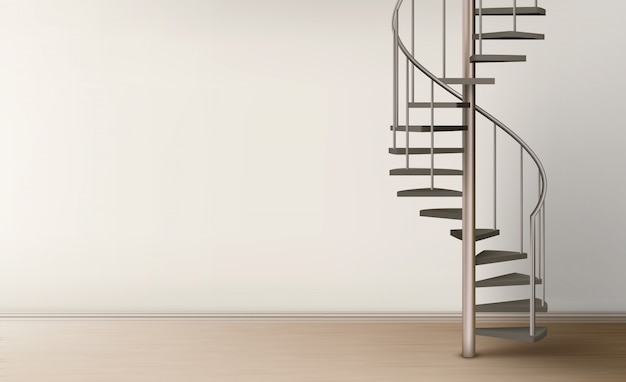 Free Vector spiral staircase in empty home interior design