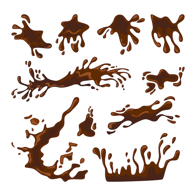 Free vector splashes of coffee or hot chocolate illustrations set